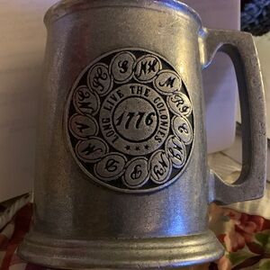 Vintage Pewter Wilton Armetale Silver Colonial Beer Tankard Celebration 1776